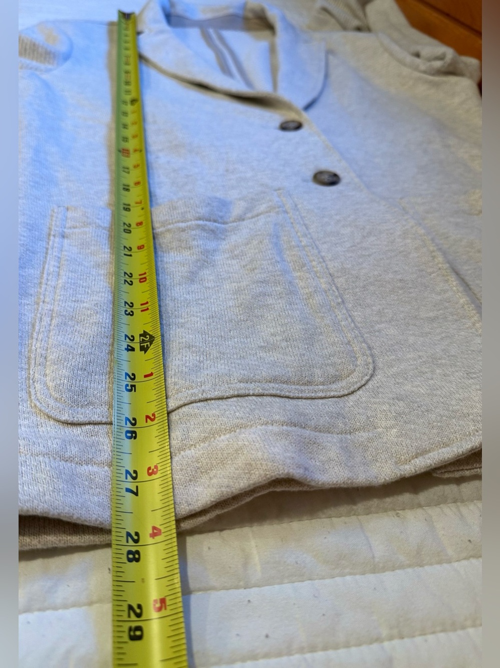 Faherty Inlet Knit Blazer Jacket Light Oatmeal Melange Women's Medium - Picture 6 of 6
